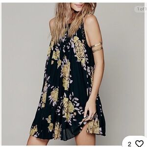 Free People Black and Yellow Lace Dress